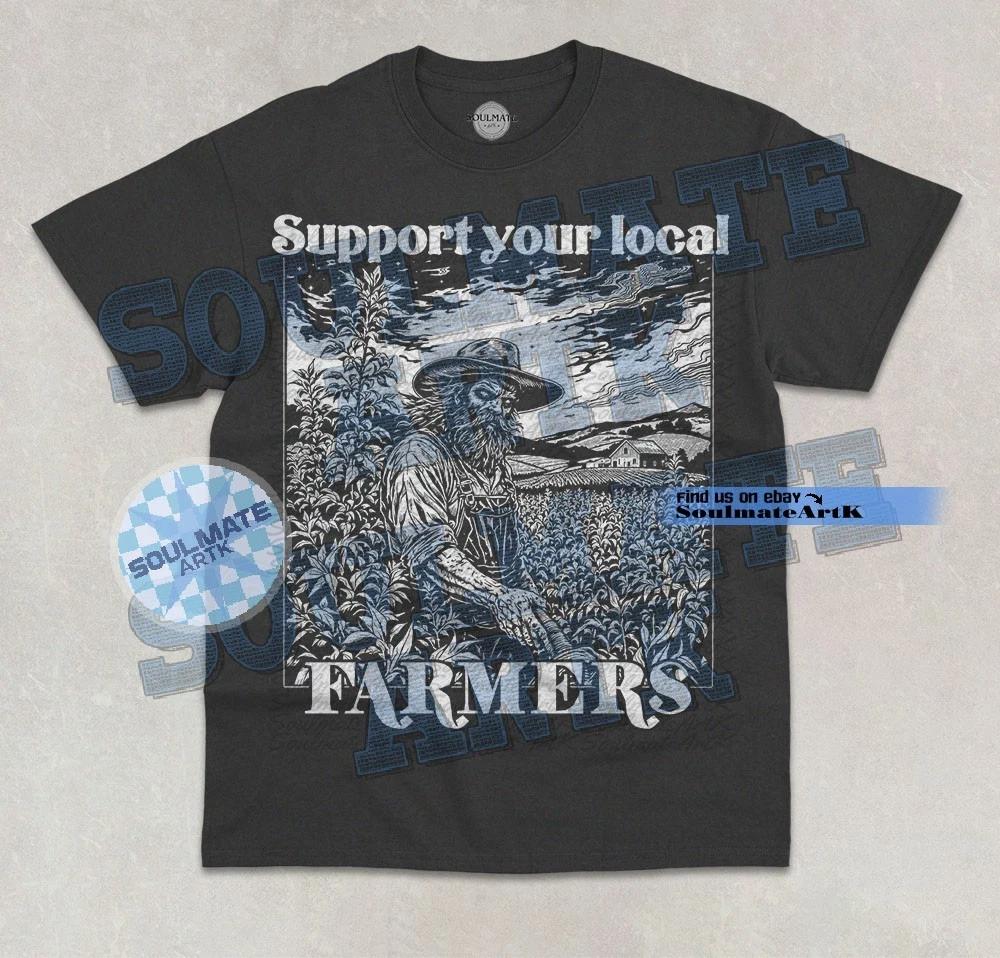 Support Your Local Farmers T- Shirt Scary Farmer Farm Life Graphic Unisex  Shirt S