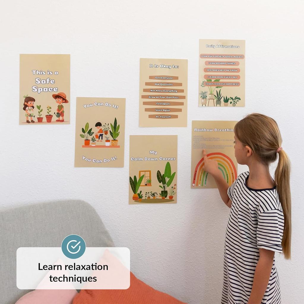 ODOXIA Calm Down Corner | Classroom and Special Education | Plants Themed Sensory Calming Corner Kit with Sensory Mats, Posters, Solutions Wall