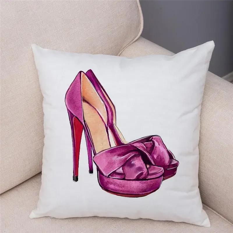 Women High Heels Printed Cushion Cover Bedroom Pillowcase Home Decor  Sofa