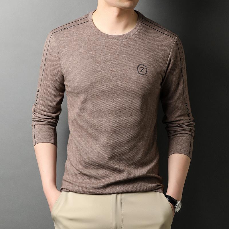Primavera Nuovo Stile Coreano Stampa Trendy T-shirt da Uomo Moda Girocollo Base Manica Lunga T-shirt Top da Uomo