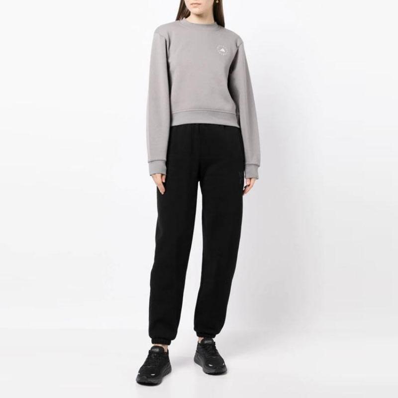 adidas X Stella McCartney Logo Print Rundhals-Sweatshirt Damen Oberteile Grau HR2528