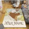 Custom Name,Ernest & Celestine Home Sofa Decoration for Living Room & Bedroom, Non‑Slip Play Flannel Floor Mat for Game Room