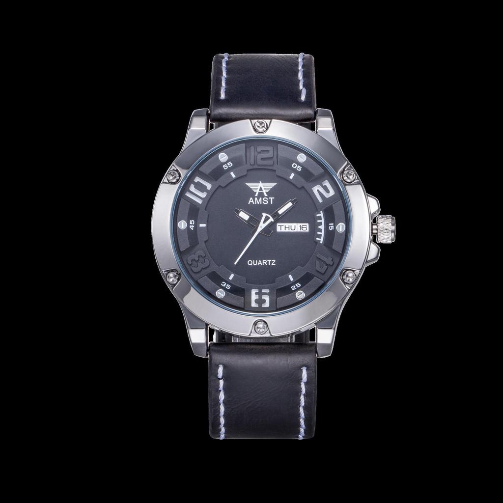AMST Aimeishi Relógio de Quartzo Esportivo à Prova d'Água Fashion com Mostrador Grande Retrô e Calendário