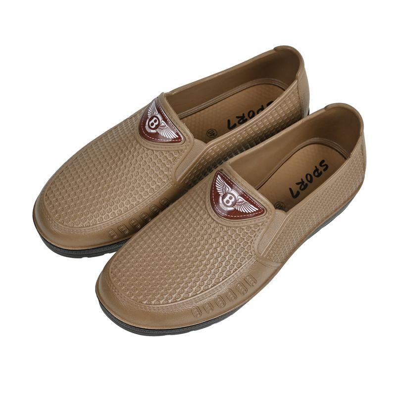 PVC Imitation Leather Men Non-Slip Waterproof Low-Cut Work Slippers Beach Sandals with Soft Soles for Construction Sites
