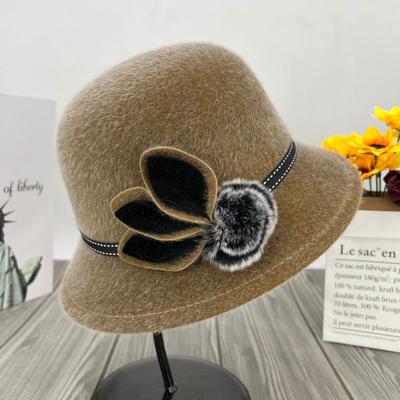 Ladies' Hats Autumn Winter Mothers' Hats Imitation Mink Fur Fisherman Hats Fur Ball Basin Hats Middle-aged Elderly Fashionable Grandmother Hats