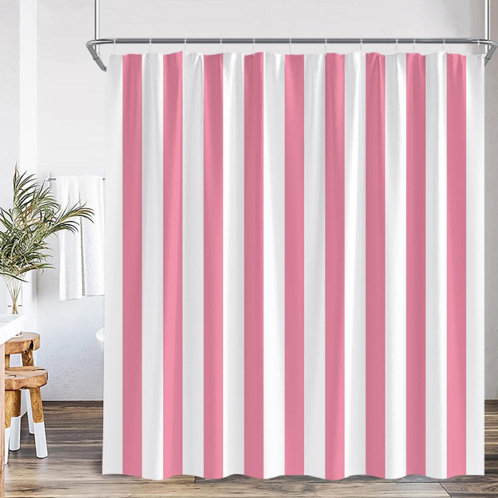 Geometric Stripes Shower Curtain Abstract Wavy Line Spots Art Aesthetic Bathroom Decorations Modern Bath Curtain with Hooks