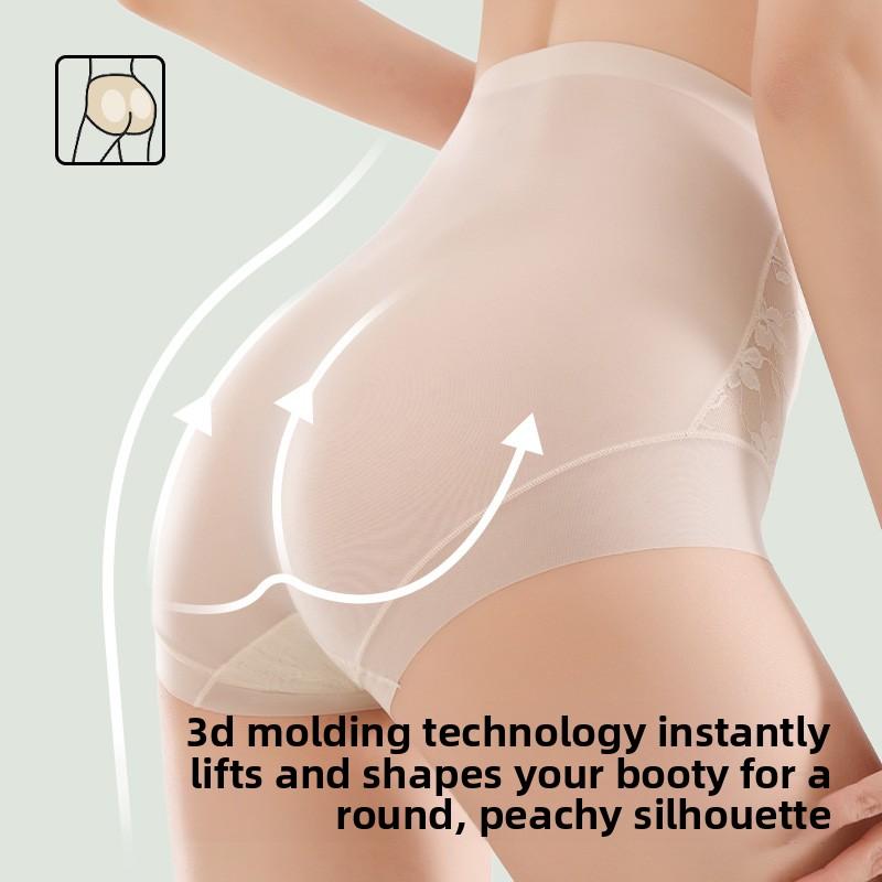 Women's Summer Lace Jacquard 10A Antibacterial High Waist Belly Lift Hip No Trace Breathable Briefs