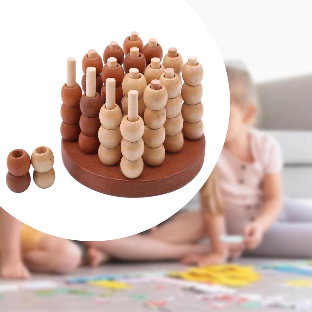 Four in A Row Holiday Board Game Wooden Portable Party 4 Set