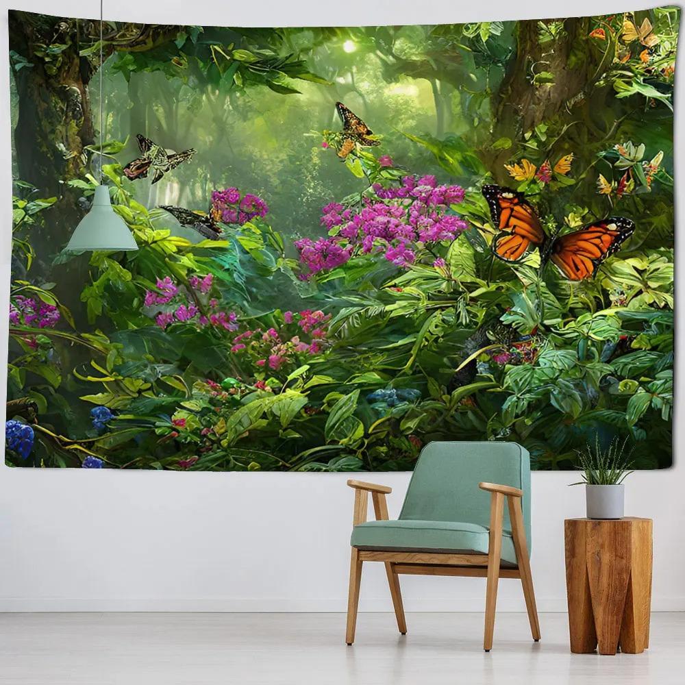 Natural Scenery Forest Trees Tapestry Office Living Room Tapestry Home Wall Decoration Tapestry