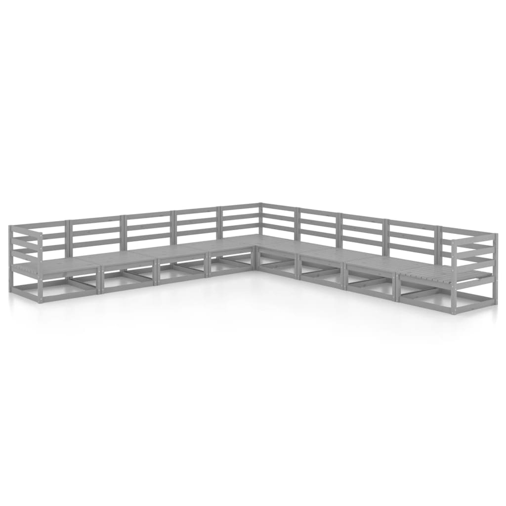 Vidaxl 9-Cz. Garden Lounge Furniture Set, Grey, Pine