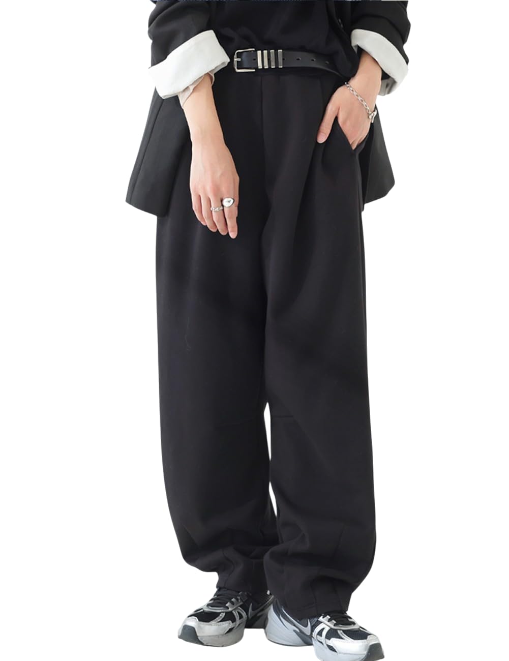antiqua Tucked Ponte Long and Medium Black Women s Pants, Wide, PN-00563, 05,