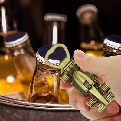 Race Car Bottle Opener Christmas Charm Zinc Alloy Non-Slip Handle Festive Gift for Racing Fans Dads Husbands Collectors Holiday Party Accessory
