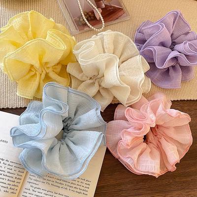 1/5PCS Spring/Summer Mesh Large Intestine Hairband Candy Color Headflower Fairy Little Fresh Korean Fold Hairstring New Style