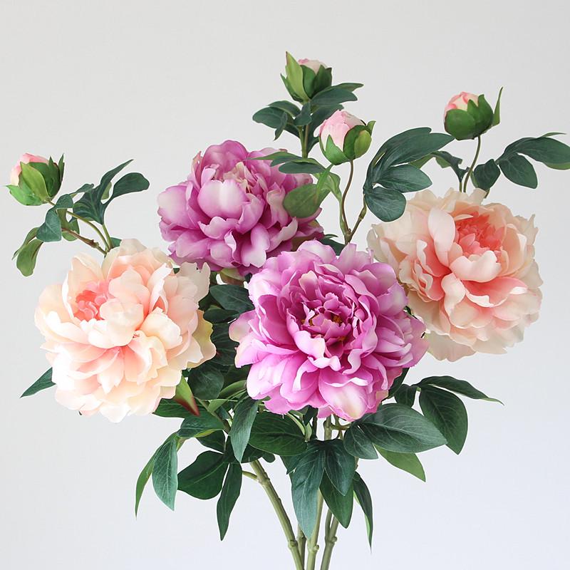 Peony Silk Flower Arrangement - Artificial Floral Decoration for Living Room and Dining Table