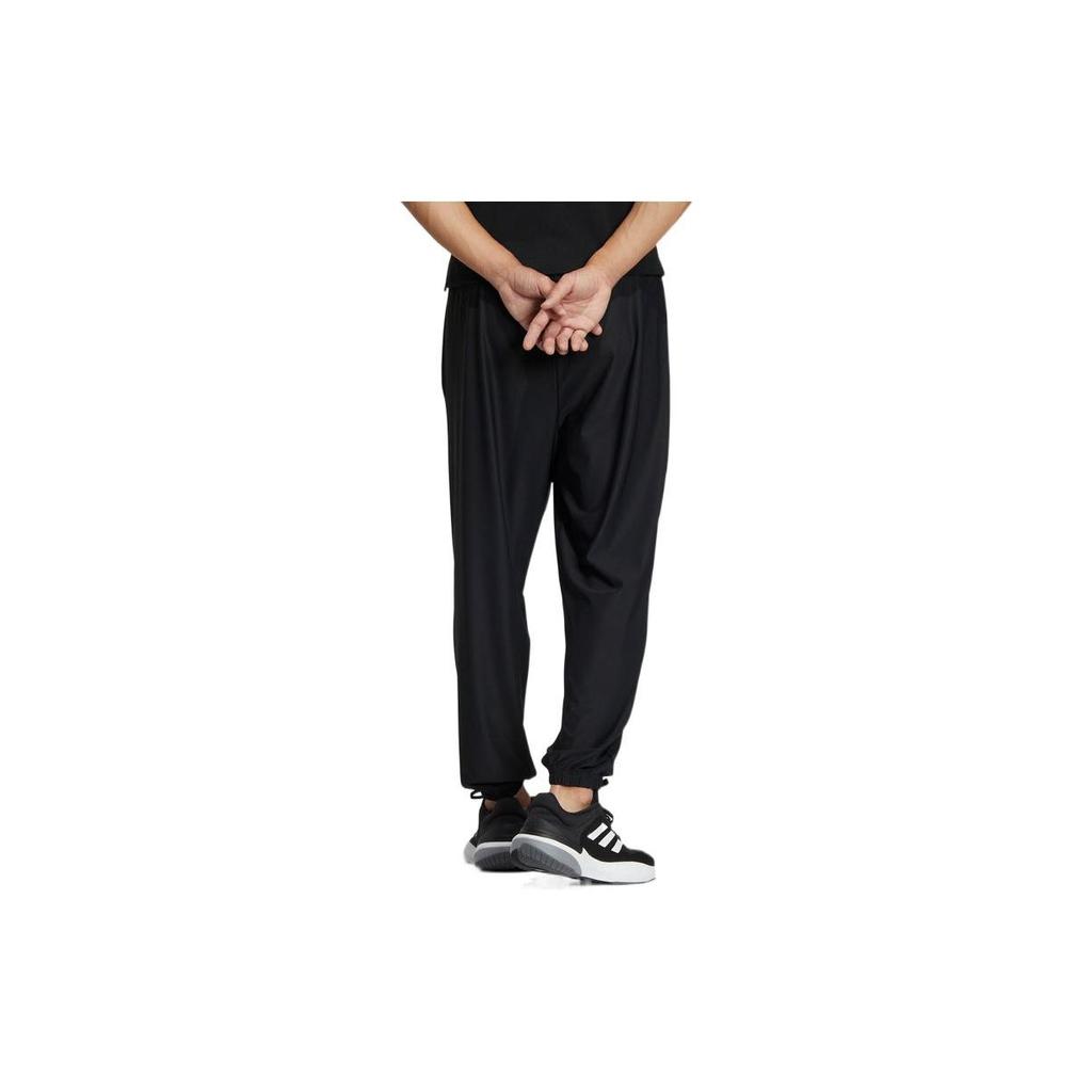 adidas Solid Color Logo Print Mid-Waist Jogger Pants Men Bottoms Black HZ7051
