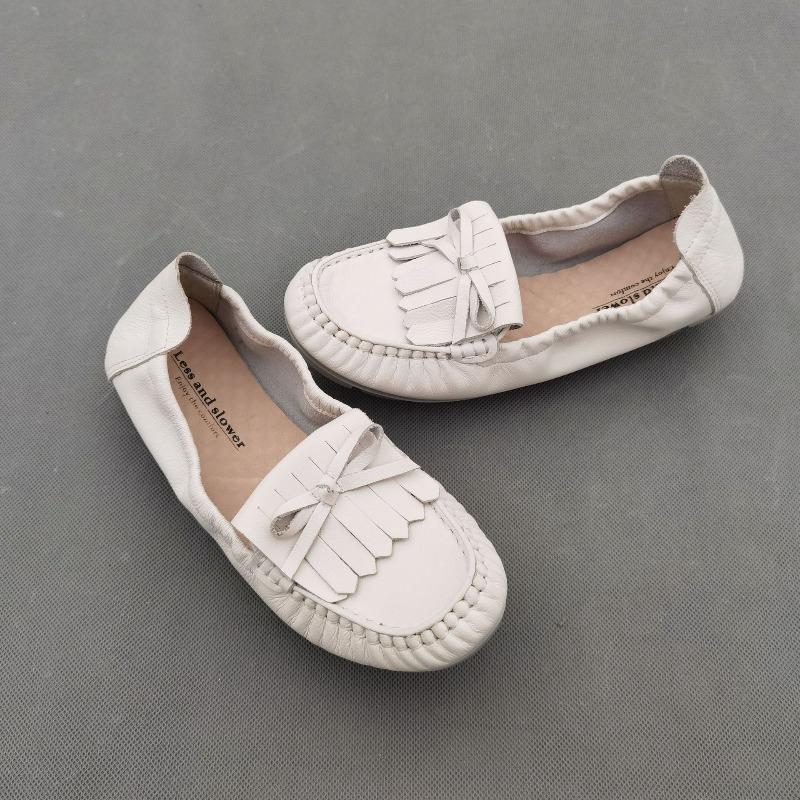 

Всплеск заказов женские туфли из коровьей кожи женские одинарные кожаные туфли, туфли-феи с бахромой, легко надевать рекомендуются 35 is 1 size too small белый