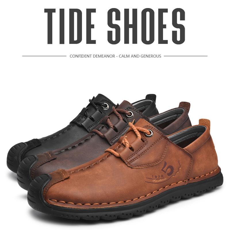 38-48 Large Size Leather Shoes Men's Microfiber Leather Soft Bottom Winter Men's Shoes Business Casual Leather Shoes