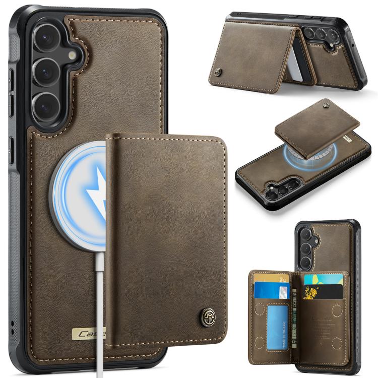 CaseMe Me80 Magnetic RFID Wallet Phone Case For Samsung Galaxy S24 FE 5G, Detachable Multi Card Slot Kickstand Anti-Theft Cover