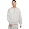 Men's Embroidered Logo Half Zipper Hooded Knit Pullover Gray DM5280-050