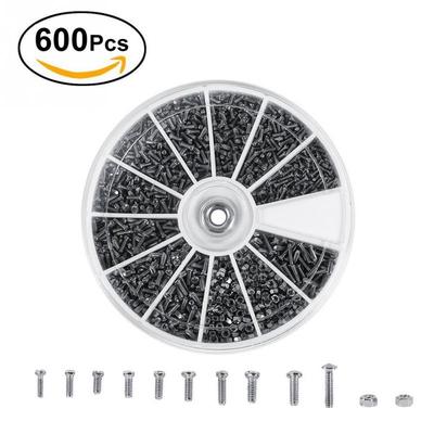 600pcs 12 tipos de kit de sortimento de porcas de parafusos pequenos M1 M1.2 M1.4 M1.6 para óculos de relógios