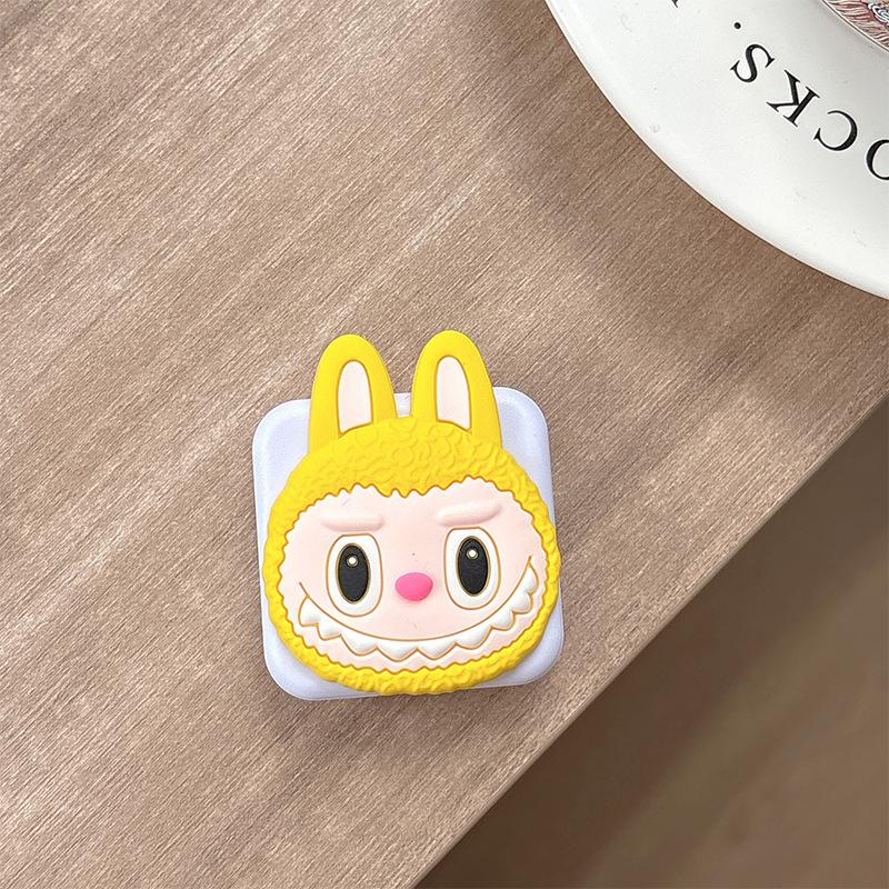 Cartoon Cute Mobile Phone Airbag Bracket Pasted Flip Mirror Telescopic Desktop Support Frame Portable Makeup Mirror Women'S Model