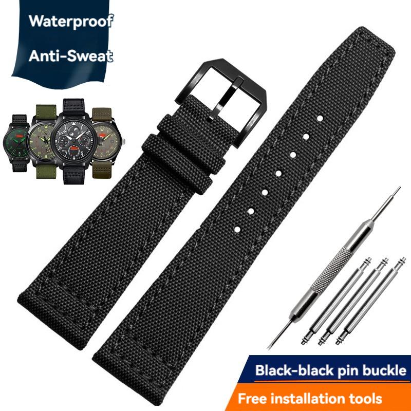 Nylon Canvas Watch Strap for IWC Pilots Portugal Portofino Fabric Cowhide Bottom Watch Chain Men Women Watchband 20mm 21mm 22mm
