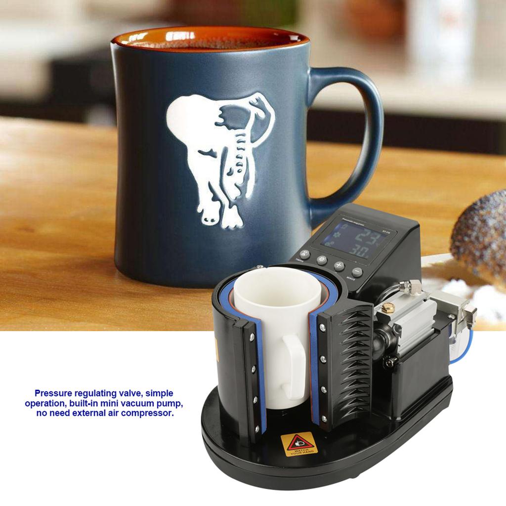 Pneumatic Auto Mug Transfer Sublimation Heat Press Machine ST 110 Black