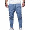 Mens Loose Casual Linen Striped Jogger Pants Straight Leg Commuter Trousers