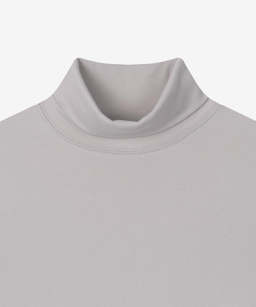 BASIKA Turtleneck Slit T-Shirt (Gray)