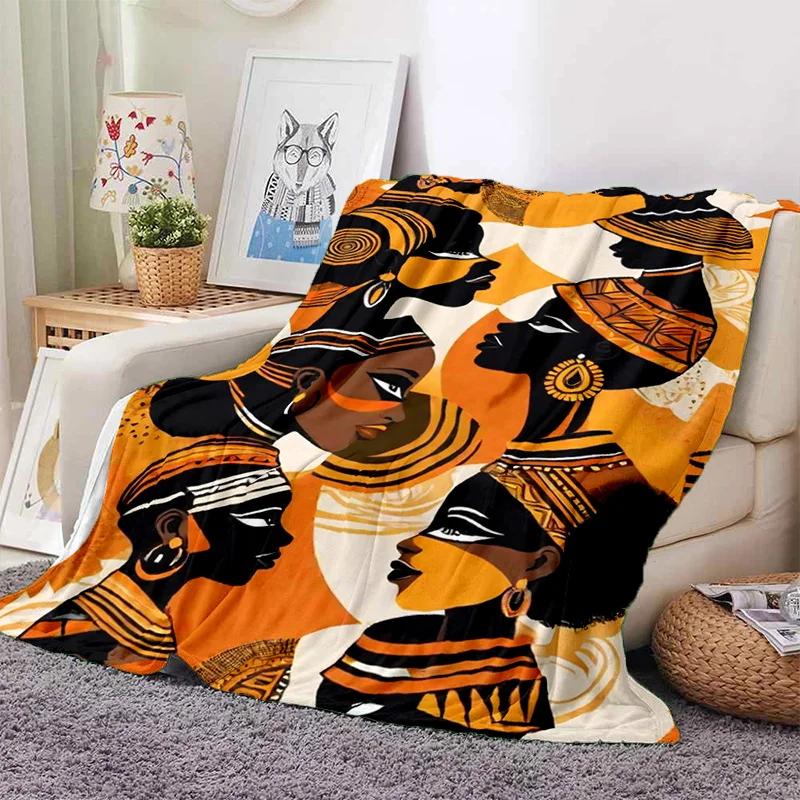 Cartoon Africa Ethiopian Painting Art Soft Flannel Blanket for Bed Bedroom Sofa Picnic,Throw Blanket for Outdoors Leisure