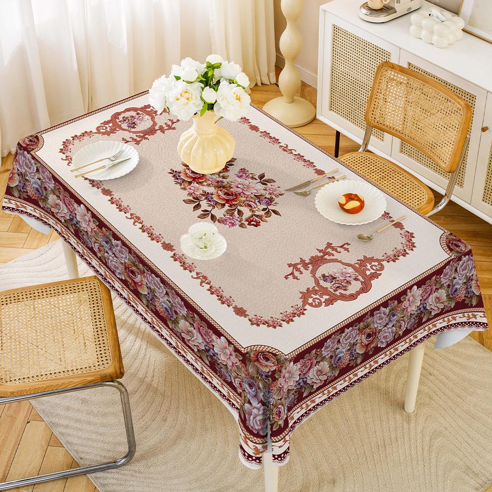 Central Asian Russian PVC Dining Tablecloth, Oil & Scald-Proof, Wash-Free, for Rectangular Tables.