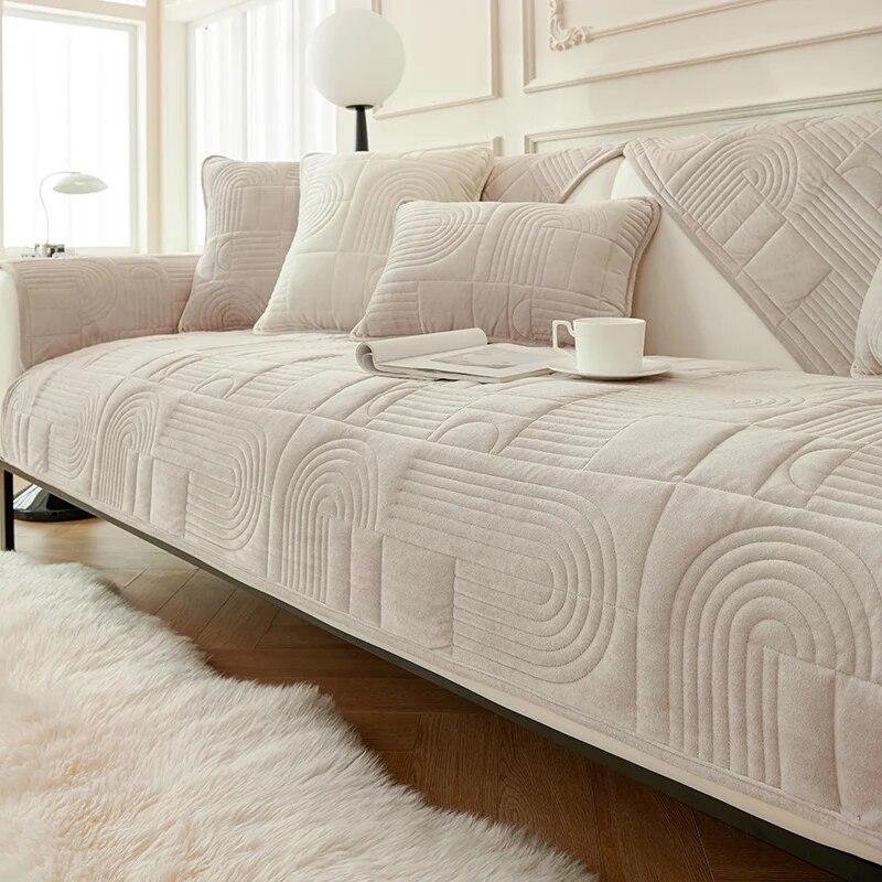 Soft Plush Sofa Mat Cover Non-Slip Couch Cover for Living Room Chaise Lounge Sofa Slipcovers Universal L Shape Corner Sofa Towel