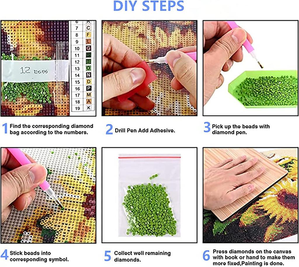 DIY Diamond Painting Kit with Frame, Stitch Full Circle Mosaic 5D DIY Cross Stitch Kit Home Decoration with Frame, Handicraft Hobby Collection