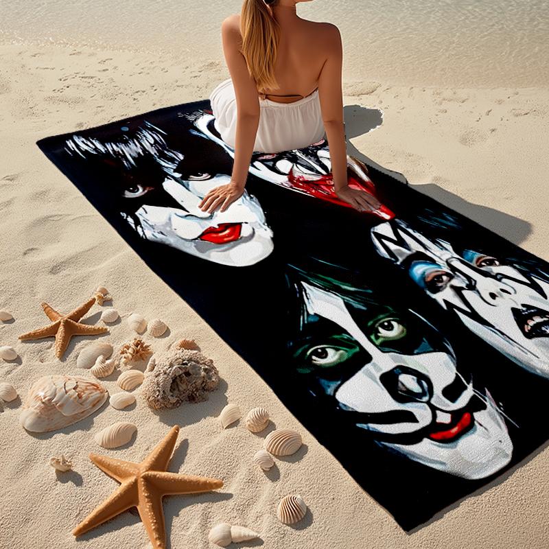Kiss-Inspired Fashion Beach Towel: Ideal for Summer Adventures Soft, absorbent and quick drying suitable for swimming and bathing