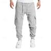 Mens Retro Casual Cargo Pants Loose Multi Pocket Drawstring Long Trousers