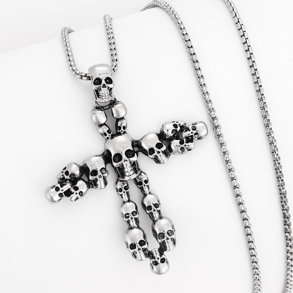 New Retro Cross Skull Pendant Necklace Niche Fashion Men's Necklace