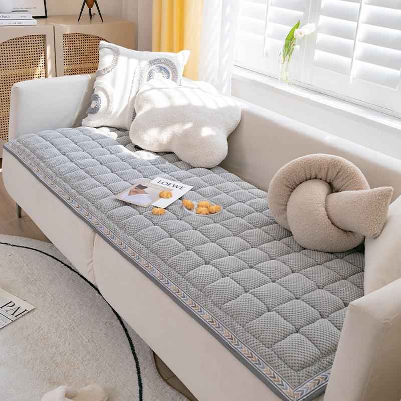 Plush Square Ins Wind Steamed Bread Pad, Solid Wood Handmade Sofa Cushion, Leather Seat Cushion, Universal In All Seasons, Non-Slip, Thickened Nordic