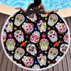 Beach Thick Round 3d Sugar Skull Printed Beach Towel Fabric Quick Dry Towel Compression Towel Tapestry Yoga Mat