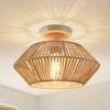 LED Rattan Deckenleuchte Chinesischer Stil Lampenschirm Hanfseil Design Deckenleuchte Leuchte für Zuhause Wohnzimmer Dekorative Beleuchtung
