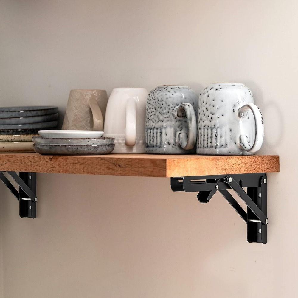 2 Pcs Heavy Duty Folding Shelf Brackets L Shape Triangle Stand Rust Proof Support Rod  Home