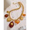 Eetit Red Resin Oval Heart Sun Drop Necklace Golden 316L Stainless Steel Summer Charm Collar Jewelry Waterproof 2025