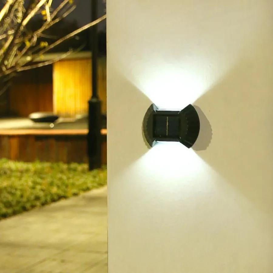 

1/2/4Pcs Outdoor Solar Wall Lights 8LED Waterproof Solar Stair Aisle Up and Down Luminous Wall Washer Lamp for Garden Decoration 1PCS білий