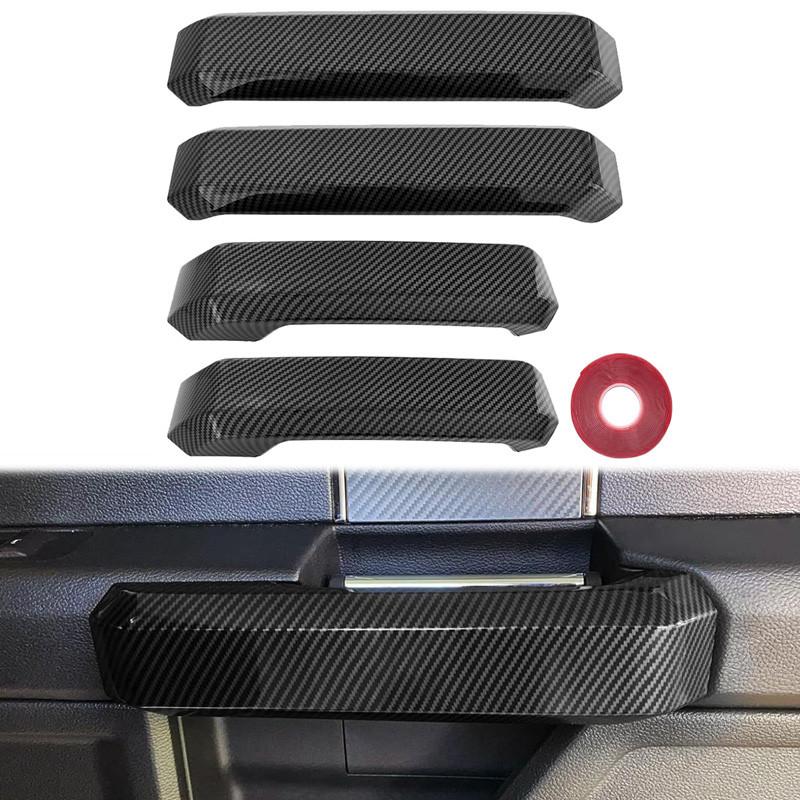 4pcs Carbon Fiber Style Car Inner Door Handles Cover Trim ABS Plastic For Ford F150 2015-2020 Super Cab/Extended Cab