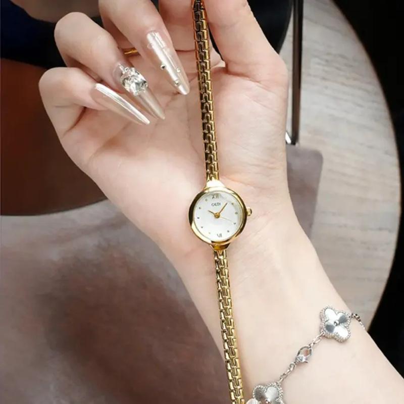Luxury Ladies' Watch High-Quality Women's Timepiece Gold-Tone Delicate Bracelet Premium Water-Resistant Quartz Watch