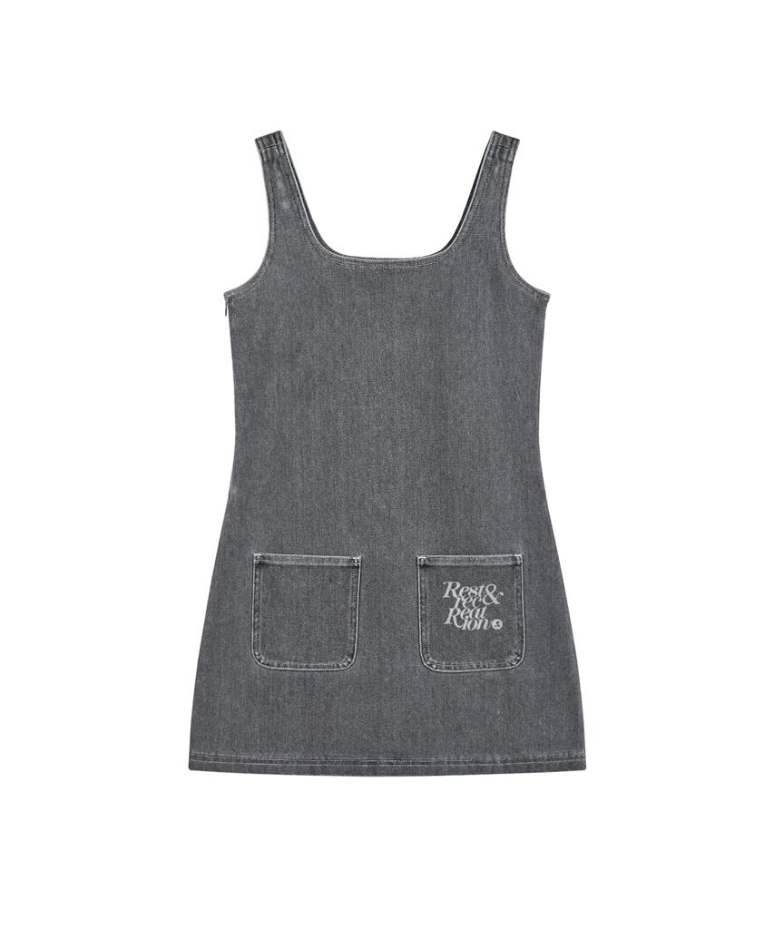 REST&RECREATION Denim Mini Dress - Gray