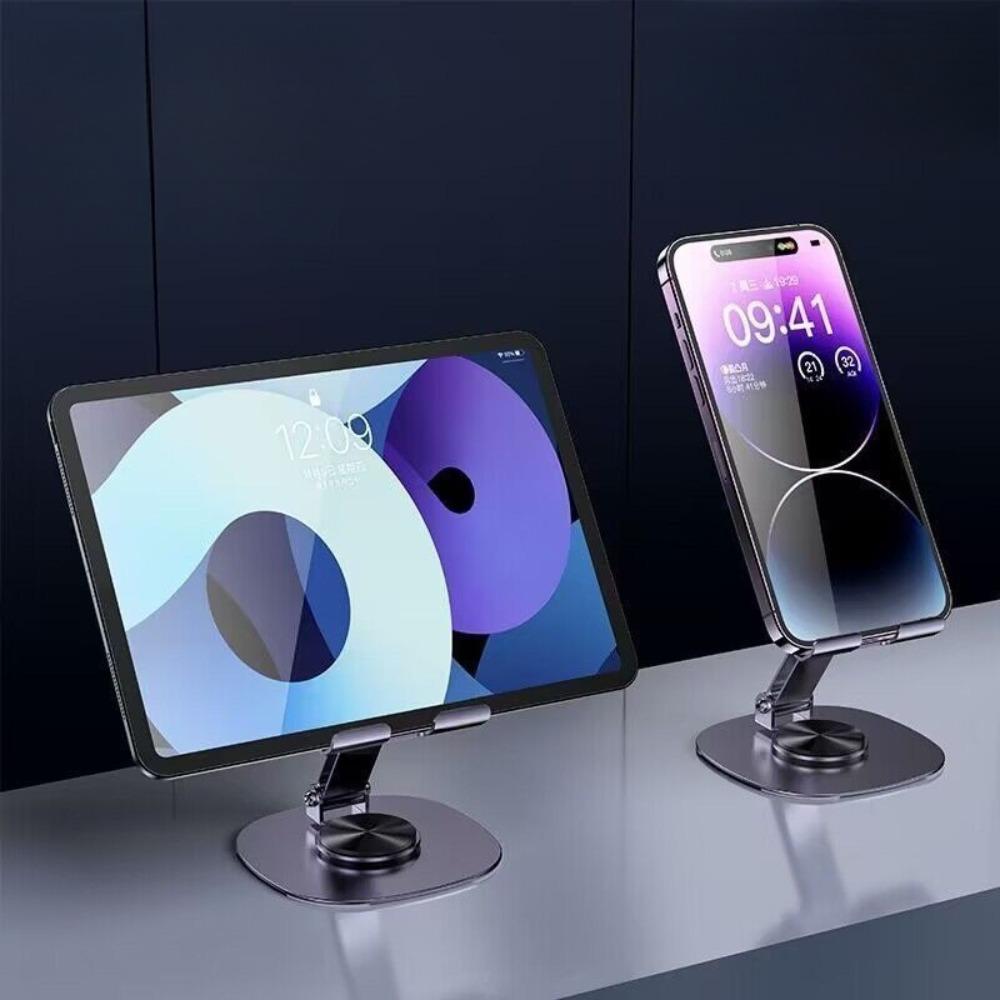 Foldable Mobile Phone Tablet Stand Metal Material 360 ° Rotating Bracket Hollow Out Expandable Bracket Office Desk Accessories