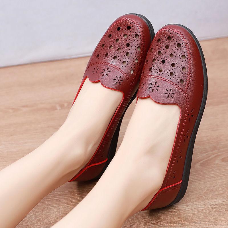 New Hollow Women's Casual Shoes Flat Bottom Lightweight Non Slip Women's Walking Shoes