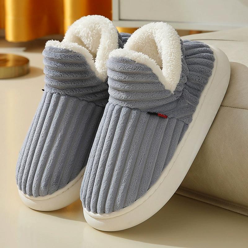 Fashion Shevalues Winter Plush Lining Slippers For Women Men Fashion Platform Slippers Cozy Home Boots Fluffy Warm Outdoor Ankles Shoes