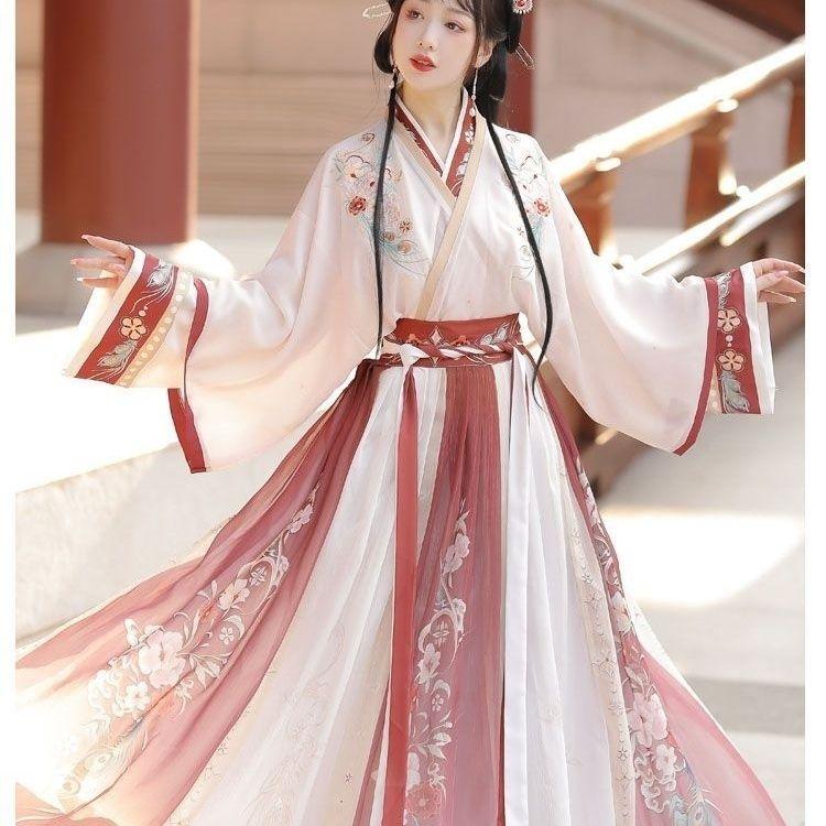 

Женский костюм Hanfu в китайском стиле, одежда для китайских народных танцев S красный