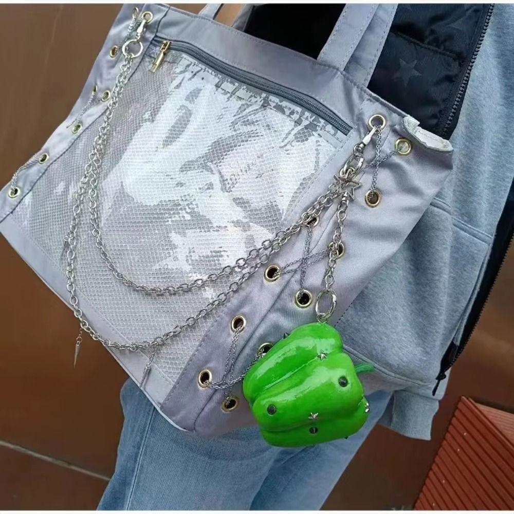 Lolita Simulation Fruit Keychain Y2K Pu Fruits Bag Pendant Star Rivet Bag Charm Key Ring